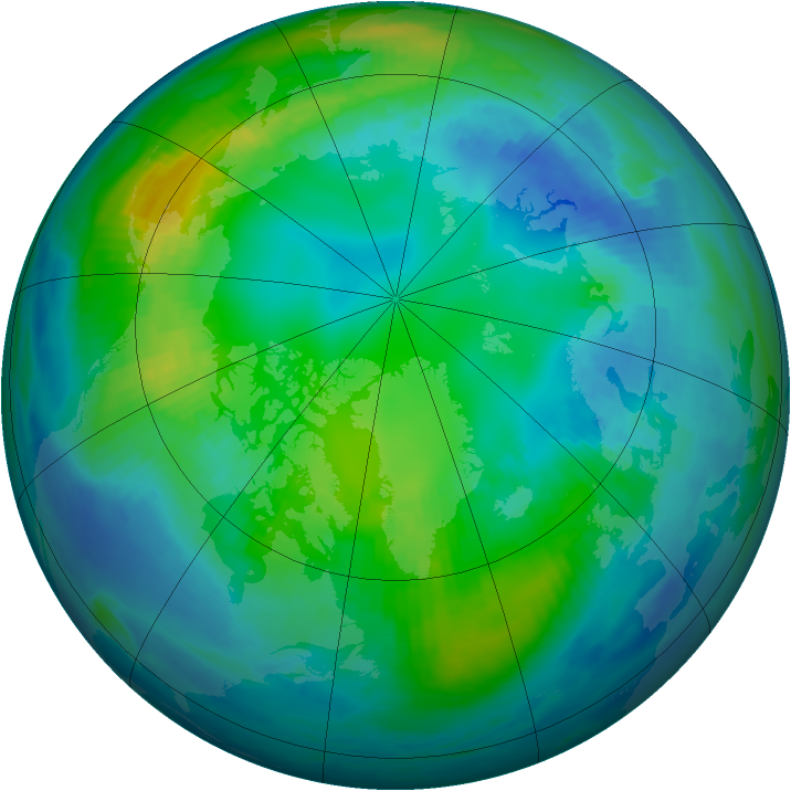 Arctic ozone map for 31 October 1999